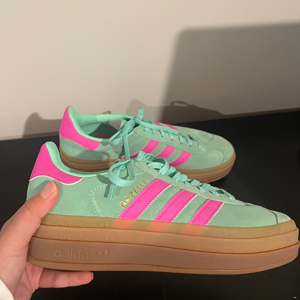 Adidas Women's Green and Pink Sneakers
